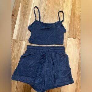 Navy Blue Terrycloth Shorts Set - OPTION TO BUY SEPERATES
